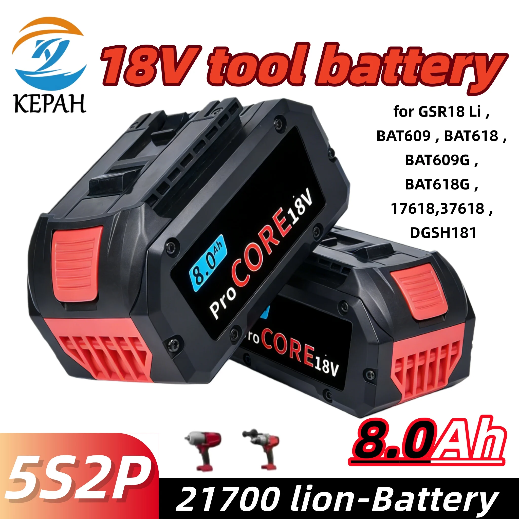 

Экономичная новая батарея 18В 8.0Ач | Универсальная замена для инструментов BAT609/P108