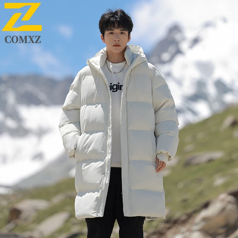2025 Men's Winter Ski Jacket Brand Fashion Solid Color Thick Warm Long Parka Casual Solid Color Windproof Cotton Coat Men puffer