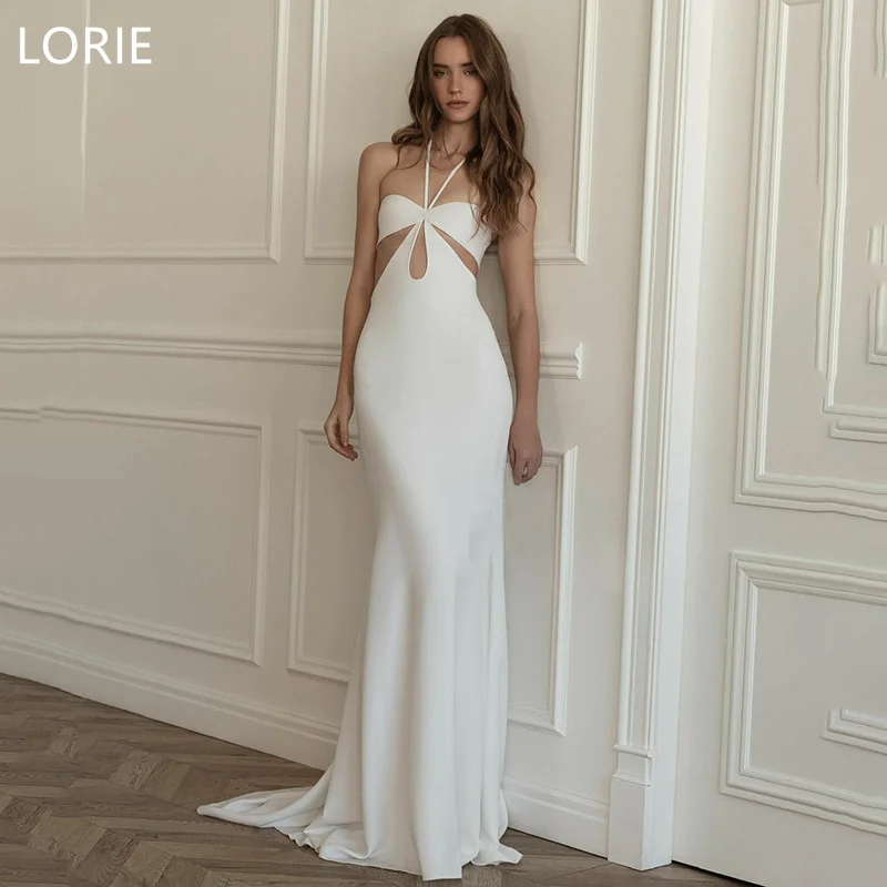 

LORIE Mermaid Sexy Wedding Dresses Halter Scoop Soft Bridal Gowns Sleeveless Vintage Country Wedding Gown Customized 2025