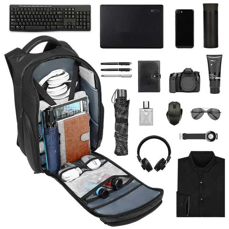 Mochila de negócios de grande capacidade para homens, mochila impermeável ao ar livre, bolsa de viagem grande masculina, 15,6 \