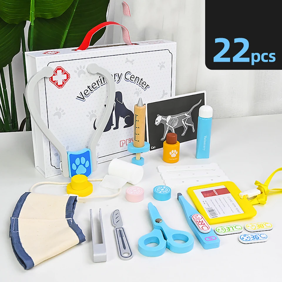Kits de jeu de simulation de médecin en bois pour les tout-petits, valise médicale, jouet éducatif, apprentissage précoce, jouets d'entraînement cognitif sensoriel