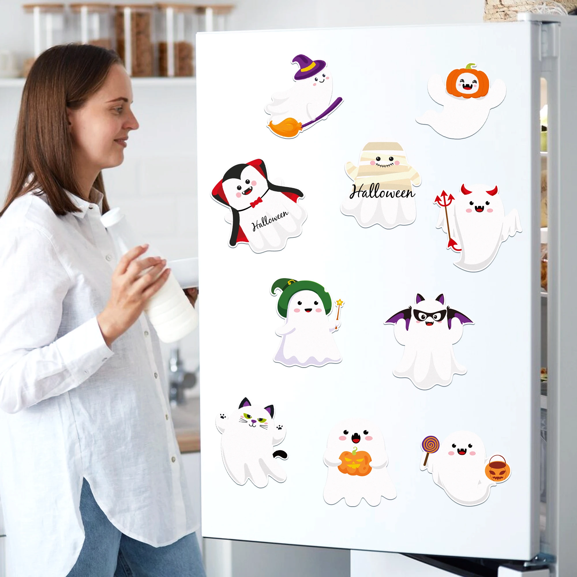 240 Seiten Halloween-Thema-Notizblöcke-Set Haftnotizen Briefpapier Etikett Notizblock Selbstklebendes Kühlschrank-Memobuchzubehör – Detail 7