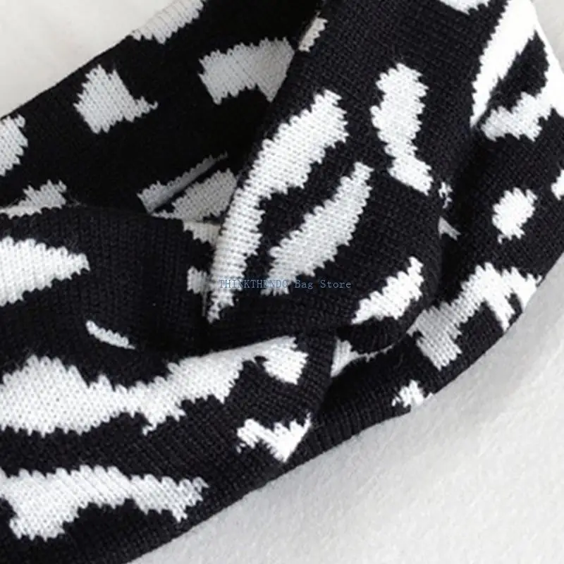 

340D леопардовый принт для повязки на головные повязки вязаные широкие тюрбанские зимние