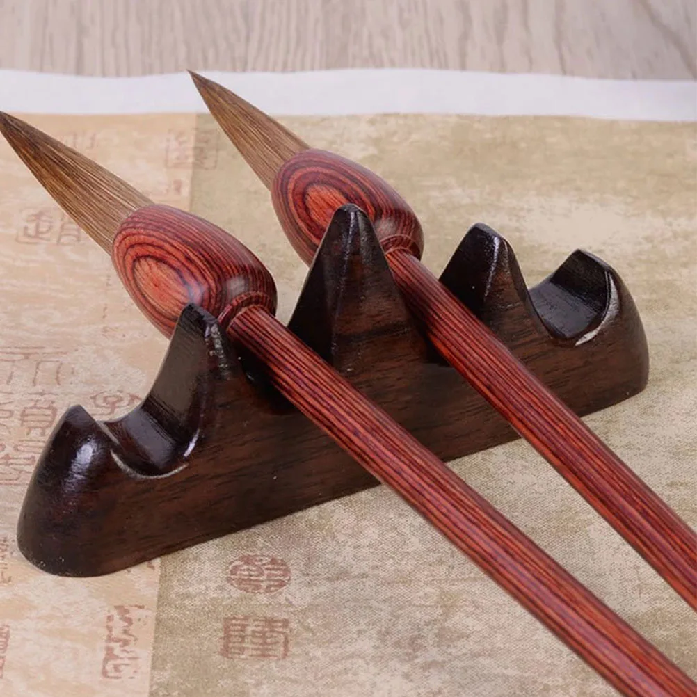 

Chinese Brush Rack Handcrafted Redwood Ink Brush Rest Multi Functional Pen Holder for Home Study Decoration Accessory