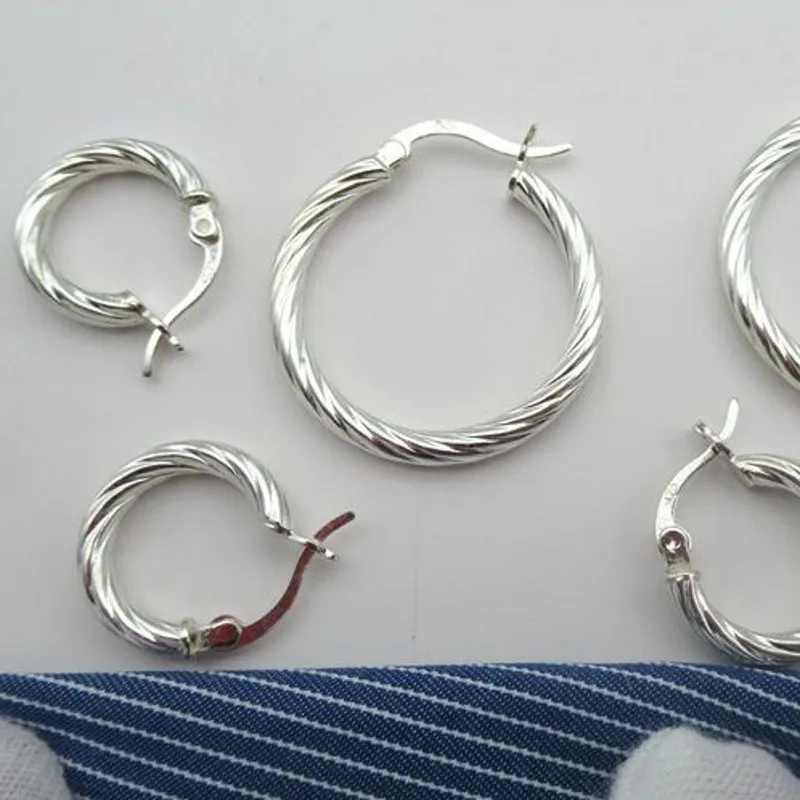 

BOCAI S925 Silver Jewelry Threaded Earrings for Women Earrings for Women Simple Retro Personality Fashionable Circle Earrings