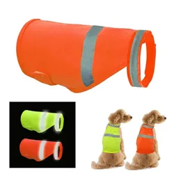 Reflective Dog Safety Vest Breathable Adjustable Puppy Visibility Jacket Comfortable Bright Orange Pet Fluorescent Clothes