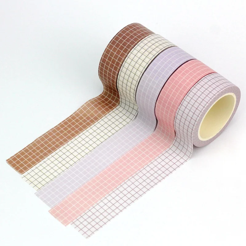 NEW 1PC 10M Decor Cute More Pastel Colours Grid and Pure Color Washi Tape Set for  Diary Scrapbooking Masking Tape Stationery