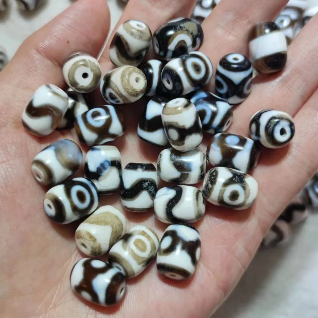 

1bag/lot natural old agate dzi wholesale red small dalloh beads Black and white small Barrel beads diy bracelet Ethnic style