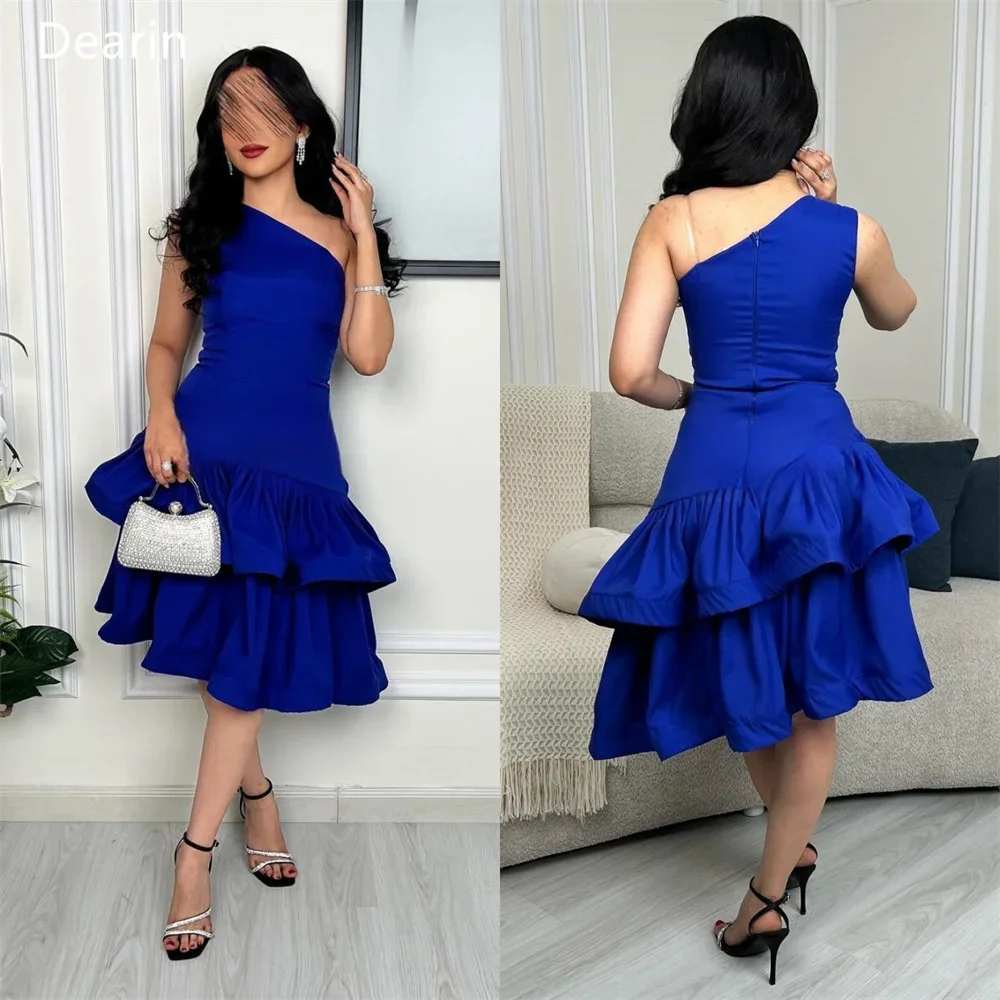 

Customized Evening Dress Prom Gown Formal Party Occasion YPMWZX One Shoulder A-line Knee Length Skirts Draped Layered Bespoke Oc