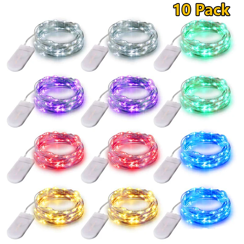 10pcs 3M 5M Copper Wire LED String Lights Battery Operated Holiday lighting Fairy Garland For Christmas Tree Wedding Party Decor