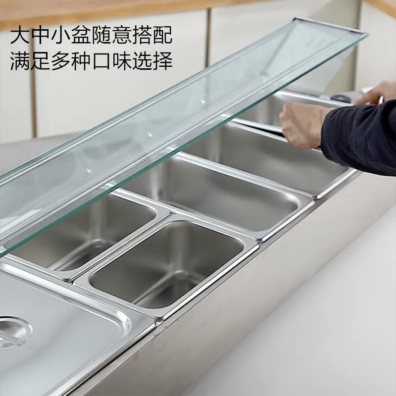 

Термоизоляционный басейн из нержавеющей стали, термоизоляционный стол со стеклянной крышкой, электрическое отопление, коммерческое фаст-фуд