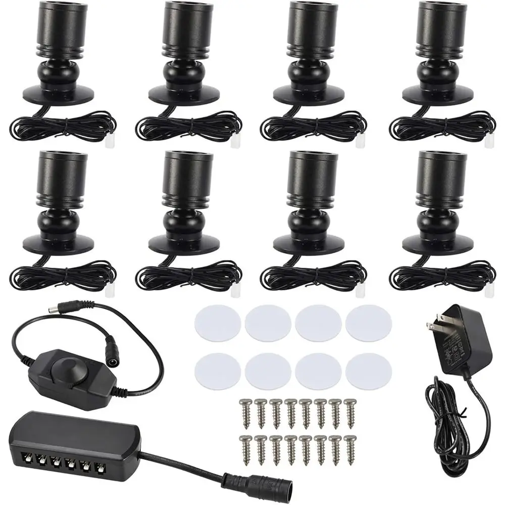 

YaeCCC Dimmable LED Mini Spotlight lry Showcase Display Lights Black Shell Surace Mount (Pack-8,Warm White 3000k)