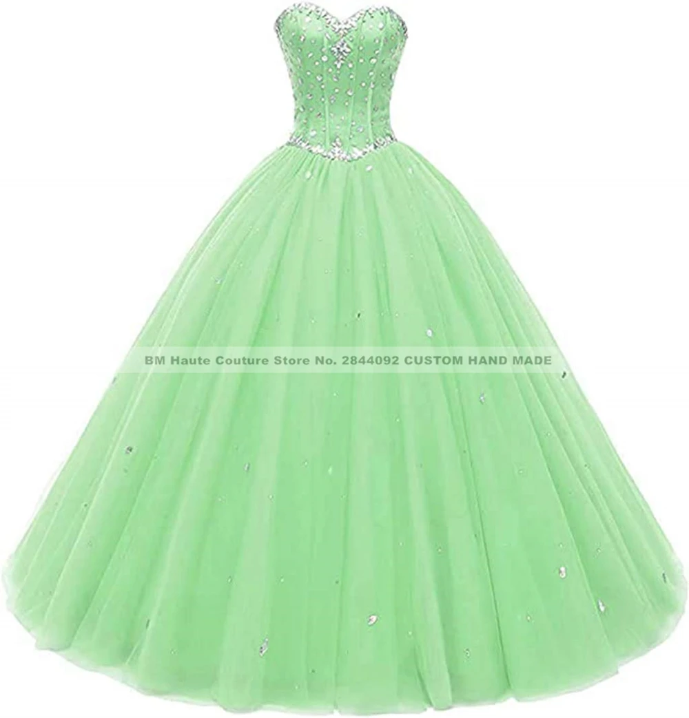 Gaun Pesta Dansa BM Gaun Quinceanera Tulle Gaun Ulang Tahun Gadis 16 "Manis Pesta Prom Buatan Tangan Vestido 15 Anos