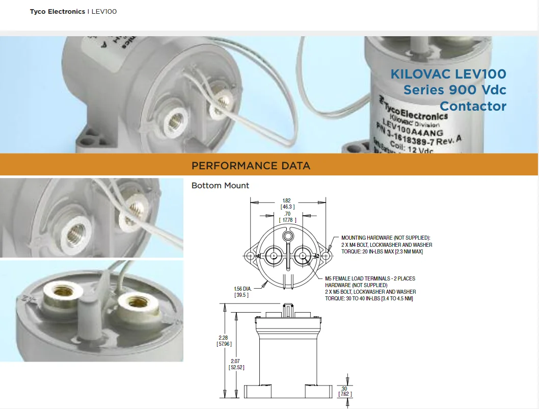 TE Tyco LEV100A5ANG 9-1618389-8 высоковольтное реле постоянного тока, контактор автомобиля новой энергии