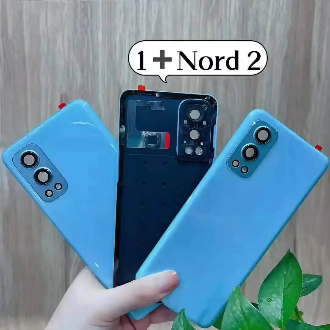 For Oneplus Nord2 Battery Cover Back Rear Door Housing For One Plus Nord 2 Back Frame Glass With Camera Lens Replacement