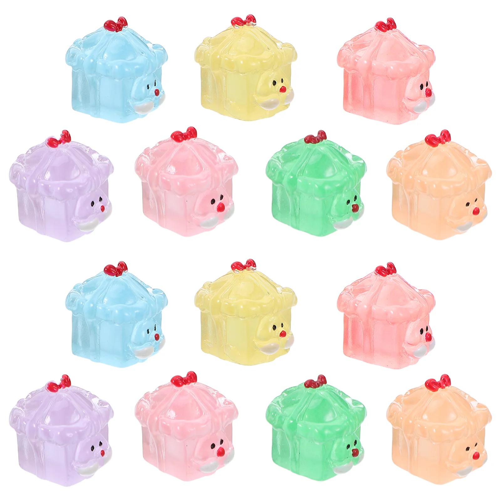 

14 шт., ночник, рождественский микропейзаж, светящиеся миниатюры из смолы, светящиеся в темноте крошечные фигурки для праздничных диорамы, аксессуары