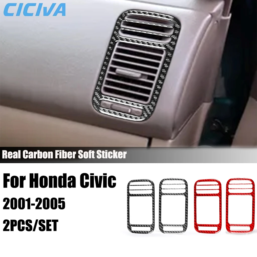 

Carbon Fiber Car Accessories Dashboard Air Vent Modified Interior Trim Cover Sticker For Honda Civic 2001 2002 2003 2004 2005