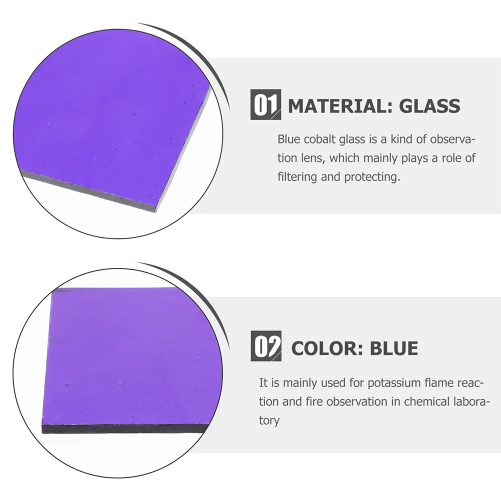

3Pcs Cobalt Glass Chemistry Flame Color Reaction Experiment Plate Lab Tool Potassium Flame Analysis Cobalt Glass