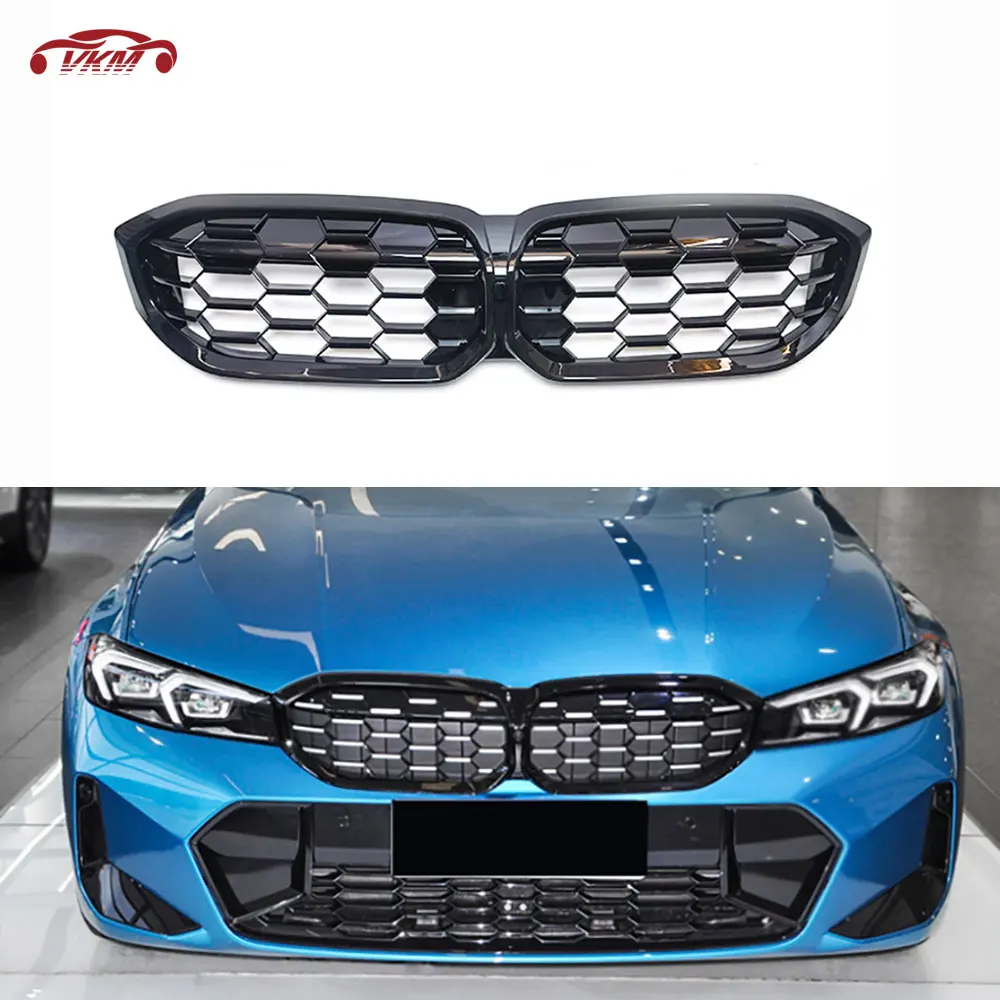 

Решетка радиатора для BMW 3 серии G20 G28 LCI 340I 2023+ (серебристо-черная), накладка на воздухозаборник переднего бампера, решетка противотуманной фары