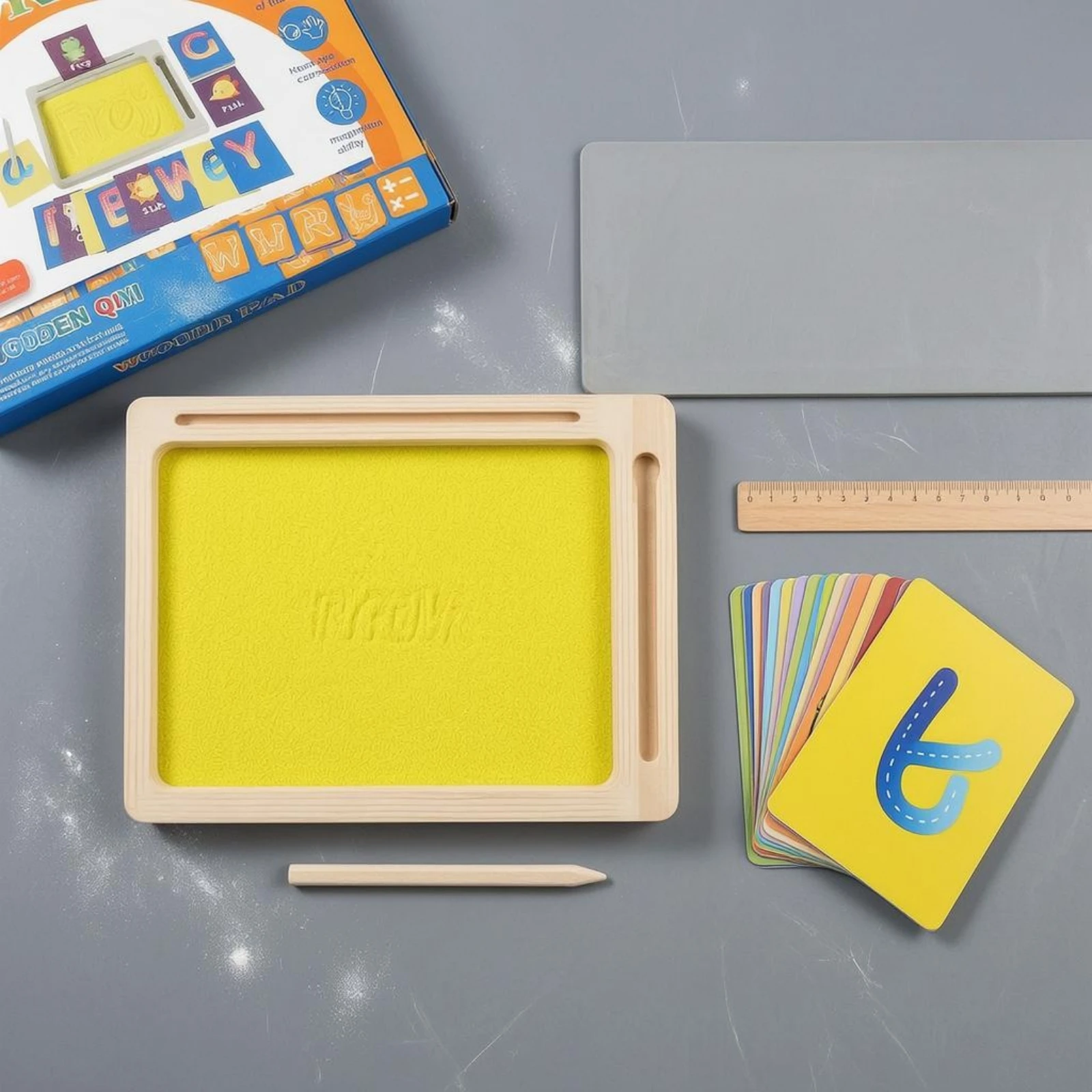 

Sand Writing Tray Wooden Educational Sand Tray Early Learning Toy Fine Motor Skills Non