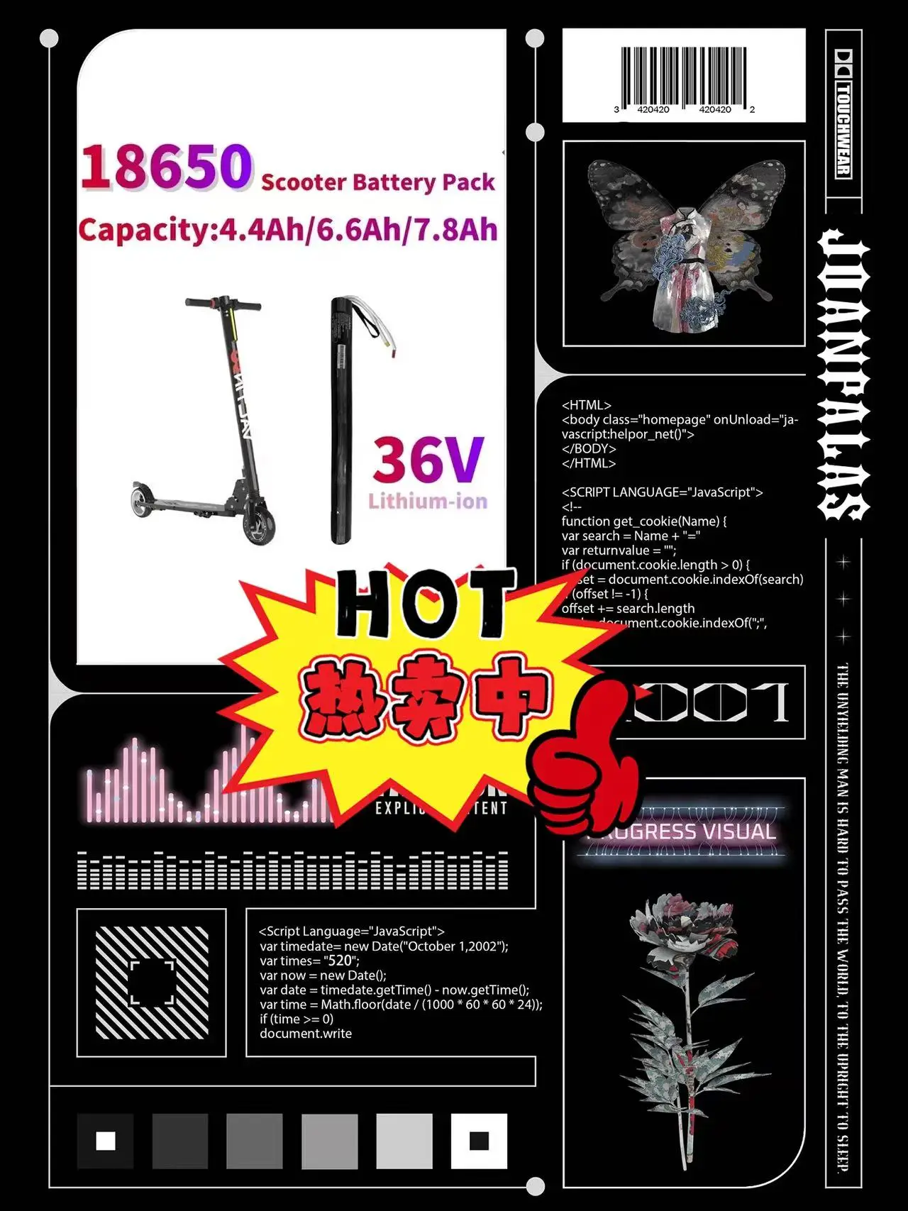

High-capacity high output 36V battery 4400mAh for Carbon Fiber Scooter 10s3p battery pack
