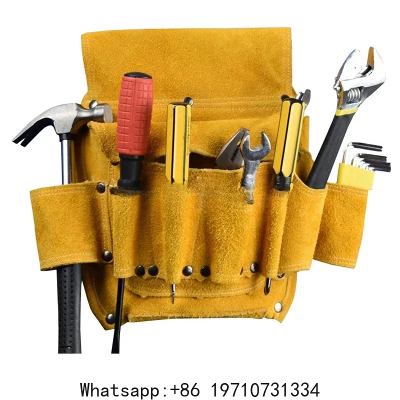 Leather Tool Pouches for Men and Women, Electricians Tool Bag, Drywall Utility Work Bag, Carpenters Pocket Tool Organizer