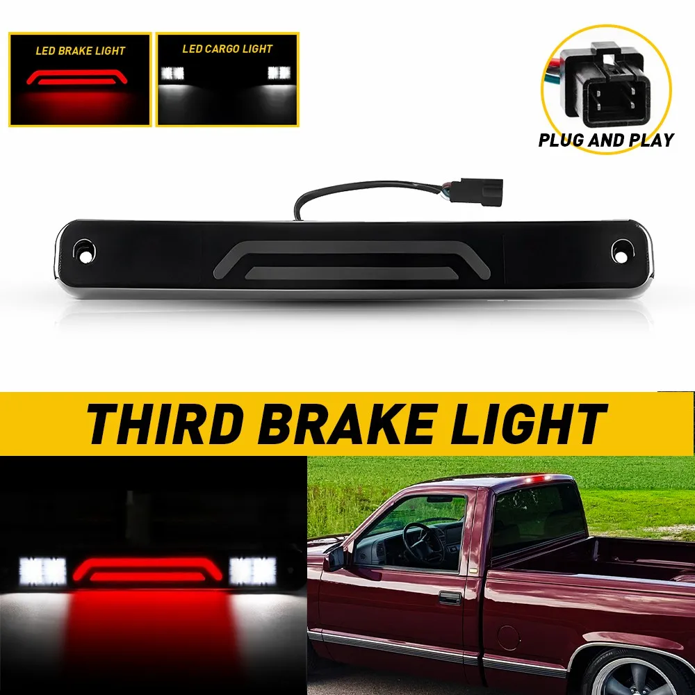 Red White Smoked Third 3rd Brake Light LED Car Cargo Stop Tail Rear Lamp 12V For 1988-1998 Chevy GMC C/K1500 2500 3500 Silverado