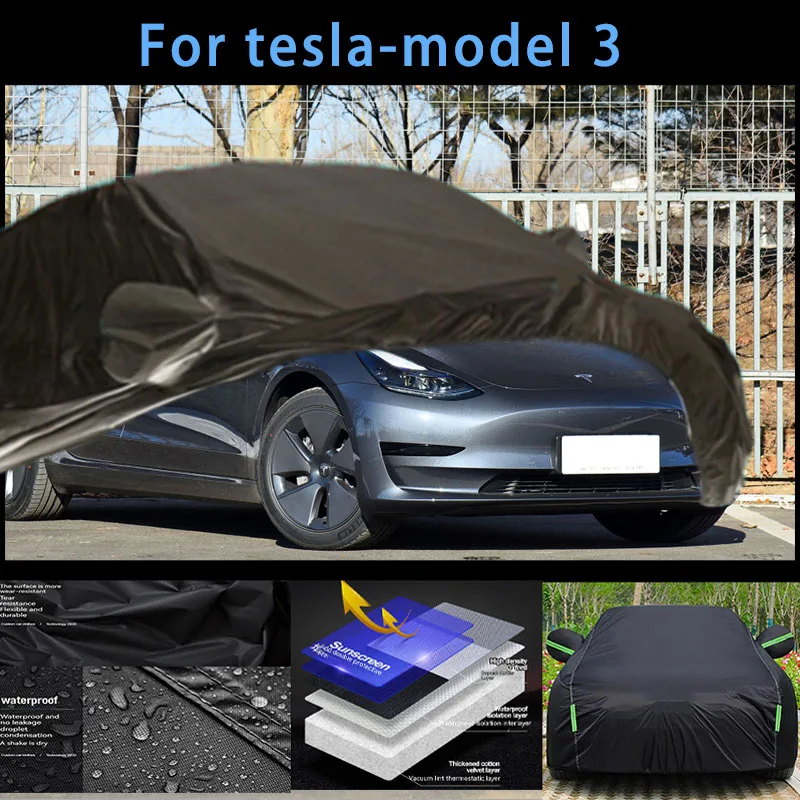 

For tesla-model 3 Outdoor Protection Full Car Covers Snow Cover Sunshade Waterproof Dustproof Exterior Car accessories