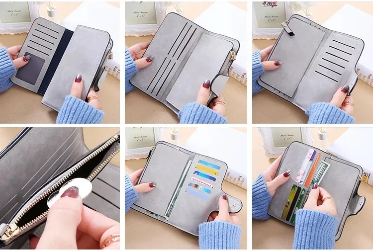 Carteras de mujer con hebilla de letra de Minnie Mouse, carteras largas de cuero de alta calidad con 15 tarjeteros, cartera clásica con cremallera para mujer