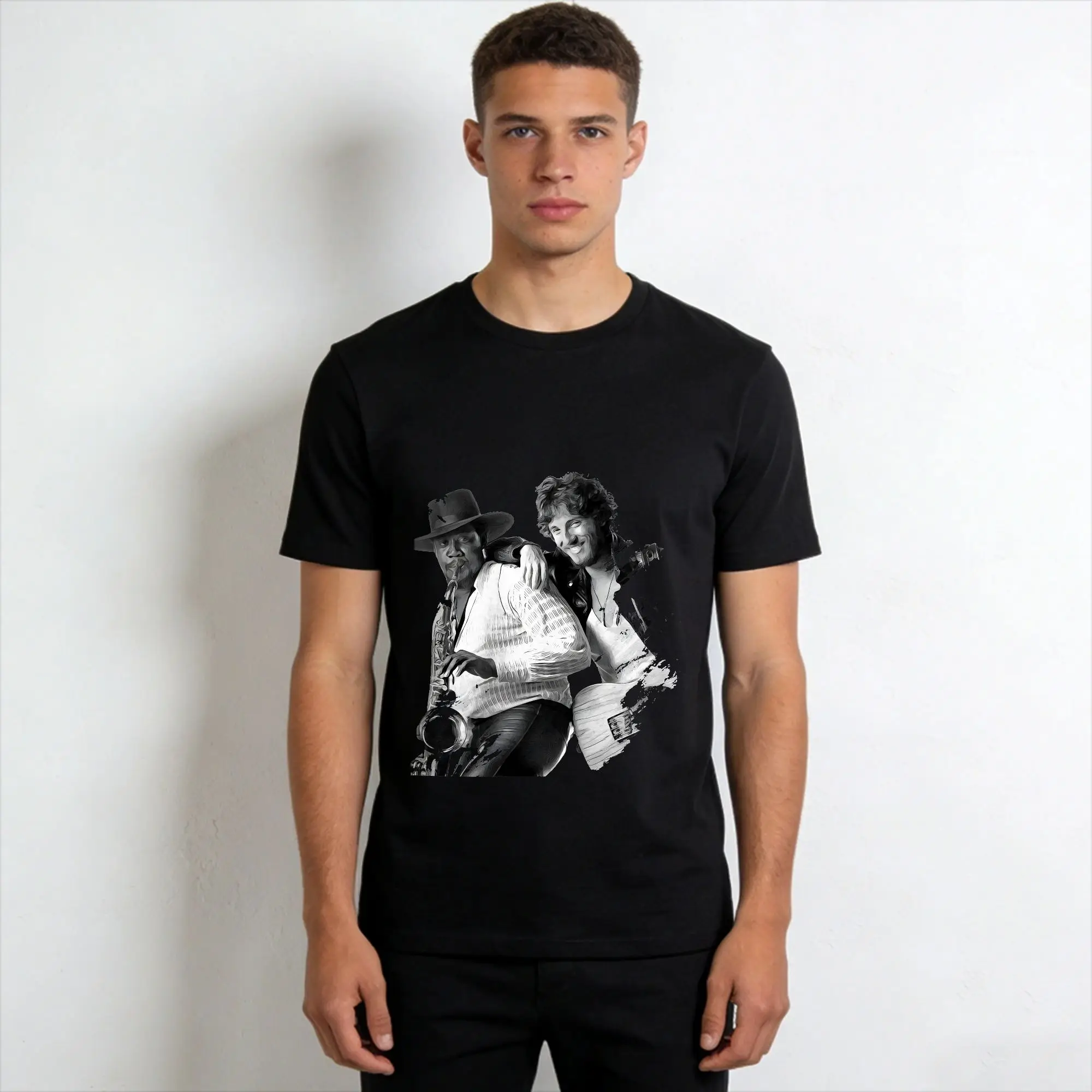 Fun Bruce Springsteens Music T-Shirts Men Crew Neck Pure Cotton T Shirt  Short Sleeve Tee Shirt Graphic Tops
