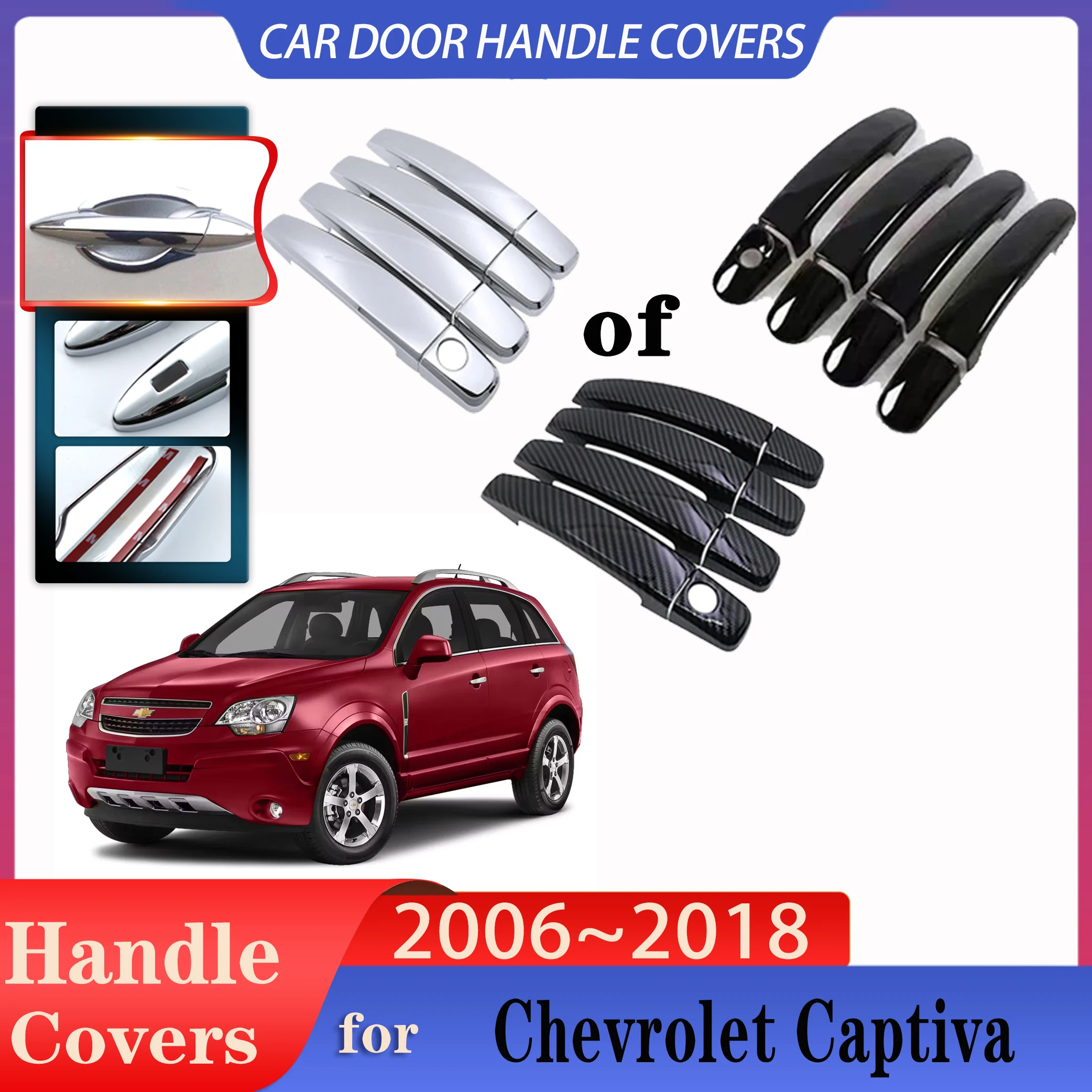 For Holden Chevrolet Captiva C100 C140 2006~2018 Car Door Handles Covers Exterior Scratch Protective Decor Cover Car Accessories