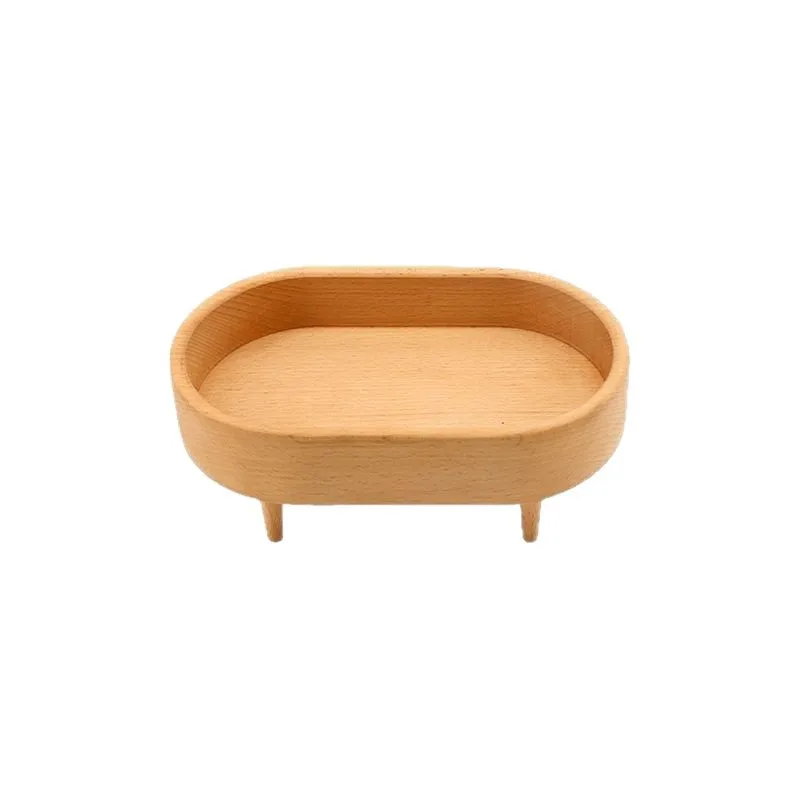 

Oval tall wooden tray, fruit plate, solid wood plate