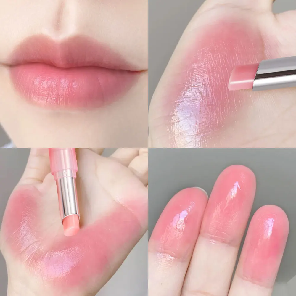 Bálsamo labial colorido, hidratante, brilhante, à prova d'água, de longa duração, rosa, com efeito brilhante, adequado para todos os tipos de pele, calmante