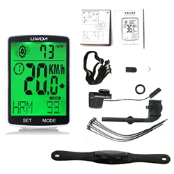 LIXADA 3 in 1 Wireless Bike Computer Multi Functional LCD Screen Mountain Bike Computer with Heart Rate Sensor Speedometer