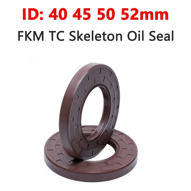 

1pc ID 40mm 45mm 50mm 52mm Brown Fluorine Rubber TC Skeleton Oil Seal FKM High Temperature Gasket Acid Resistance OD 52-100mm