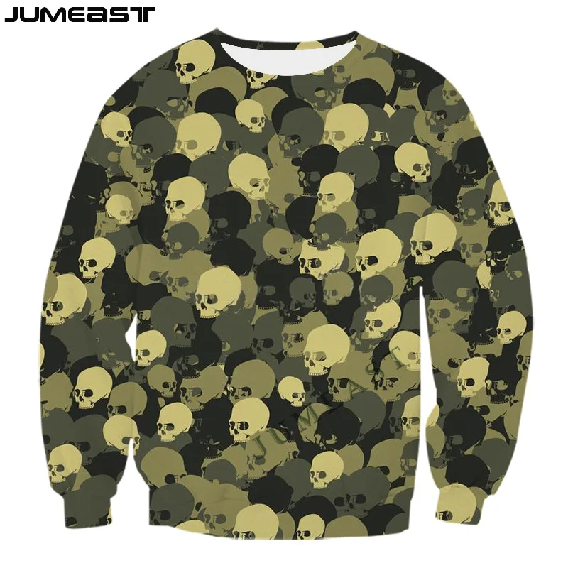 Jumeast Y2k Men Women 3D Printed Sweatshirt Hunting Skull Camouflage Long Sleeve Fashion T Shirt Sport Pullover Tops Tees