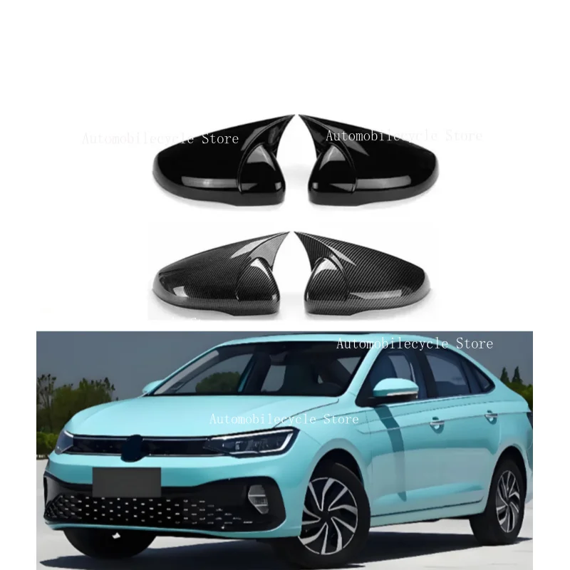 Car  Rearview Side Mirror Cover Wing Cap Fit For Volkswagen Virtus 2024 2025    Rear View Case Trim Carbon Fiber