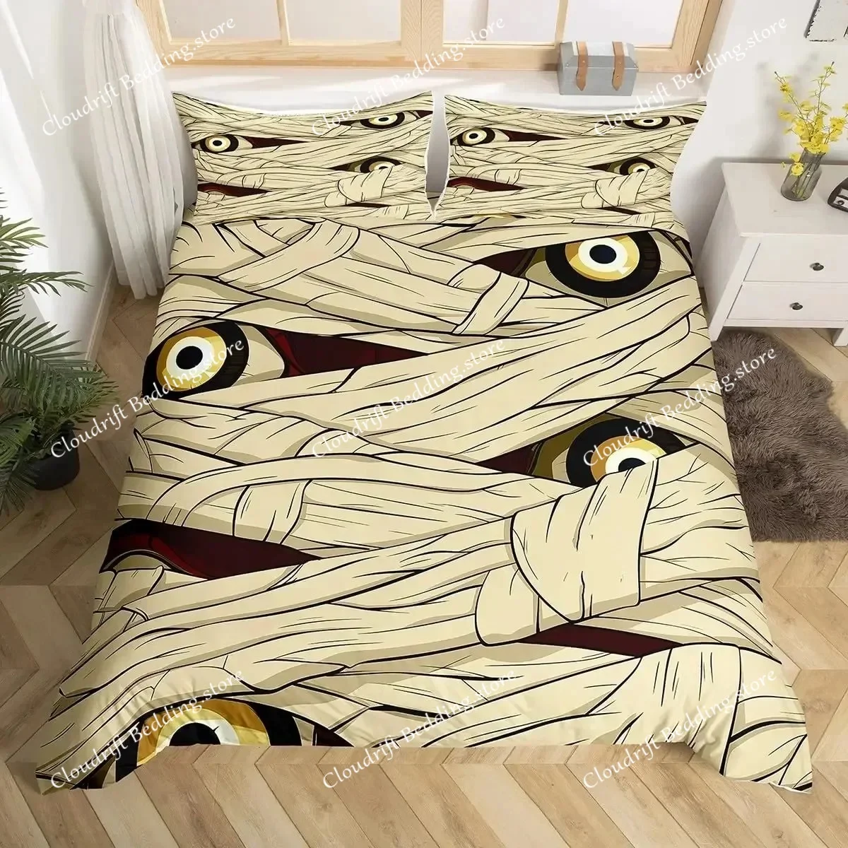Eyes Comforter Bedding Set Bohemian Hippie Water-Drop Duvet Cover Boho Nazar Amulet Mysterious Polyester Quilt Cover
