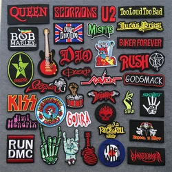 Rock Embroidery Patches on Clothes Ironing Patches for Clothing DIY Punk Clothes Jacket Stripes Stickers Music Band Appliques