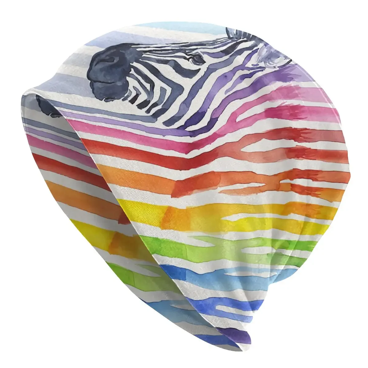 Rainbow Zebra Stripes Unisex Bonnet Winter Outdoor Double Layer Thin Hats For Men Women