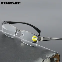 YOOSKE Anti Blue Light Reading Glasses Men Half Frame Resin Aspheric Glasses Presbyopic Eyewear Lenses +1.0 +1.5 +2.0 +2.5