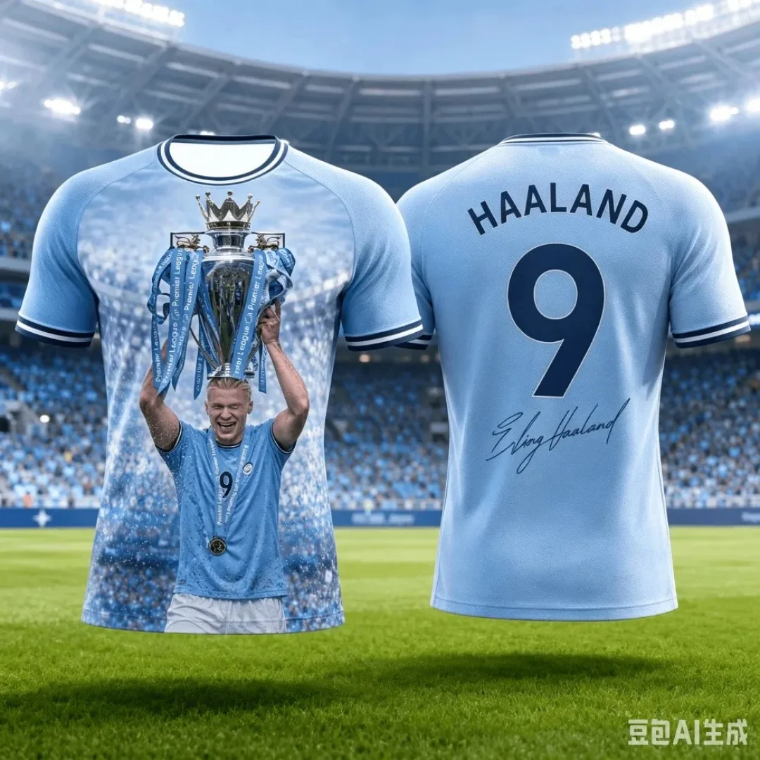 Erling Haaland 9 Manchester City Fan TShirt, 3D Print Quick Dry Football Jersey For Adults & Kids Sports Casual Short Sleeve Top