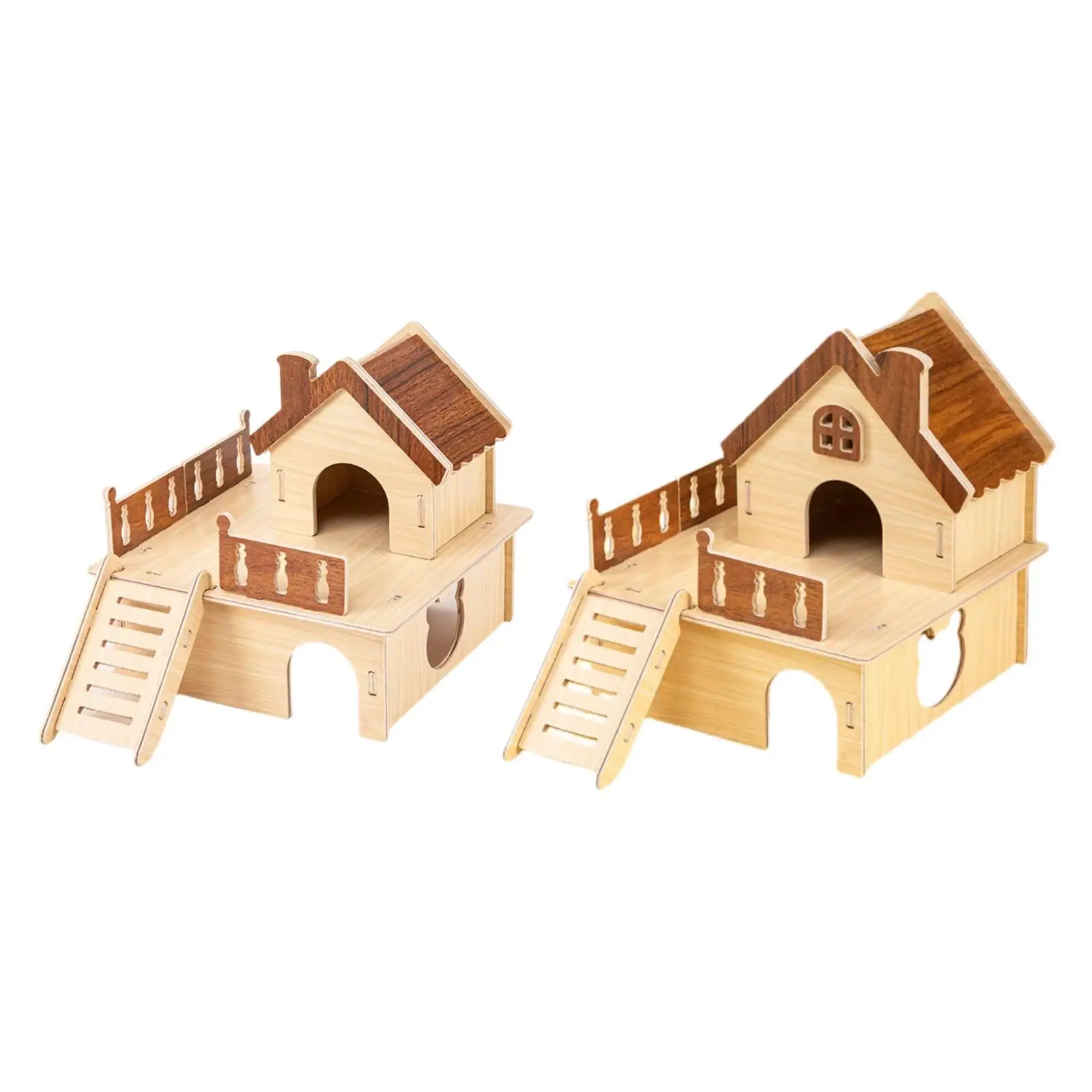 Wooden Hamster House Habitat Hamster Hut Hideout for Lemmings Syrian Hamsters Mice view 2