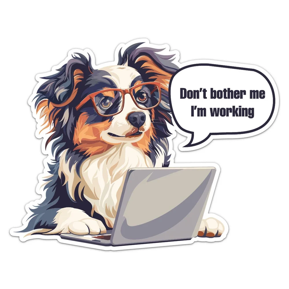 Funny Business Miniature American Shepherd Dog Vinyl Sticker Decal for Car Body and Laptop Exterior Decoration