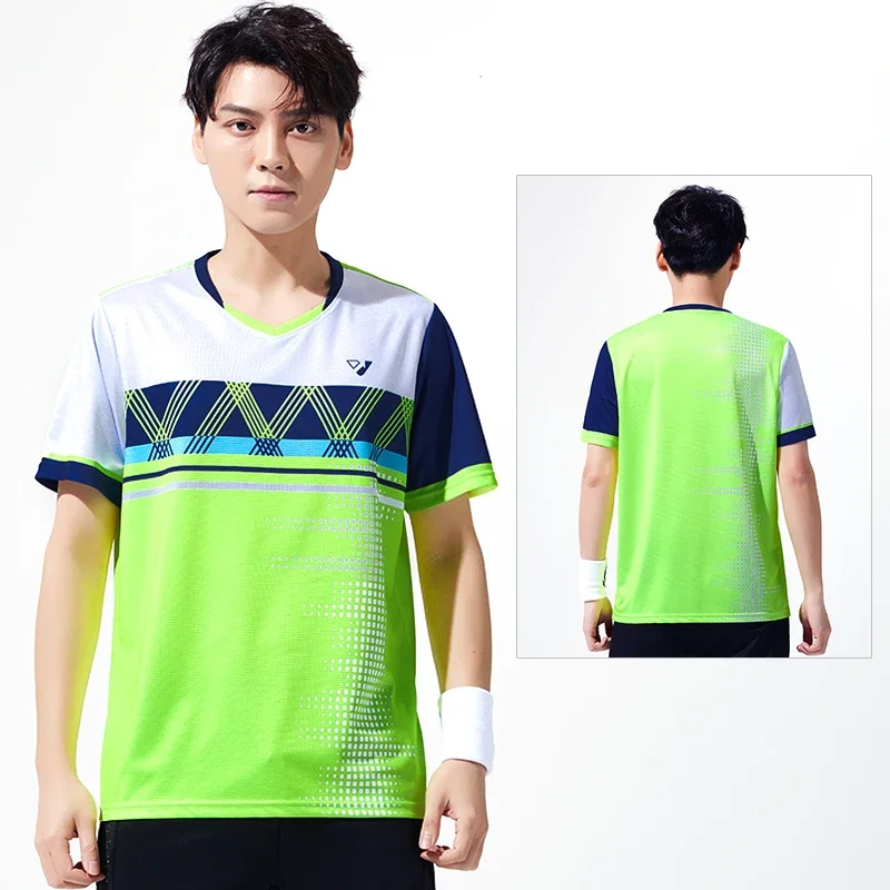 Maillot de badminton à manches courtes pour hommes et femmes, séchage rapide, uniforme d'entraînement sportif respirant, personnalisé pour la compétition, nouveau