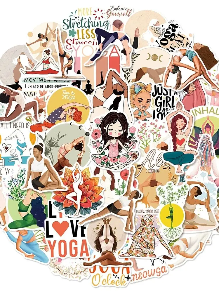 AliExpress Charile 10/30/50pcs Cartoon Prada Yoga Sport Stickers Fitness Weight Loss Girl Decals Scrapbook Fridge Phone Bike Funny Graffiti Sticker