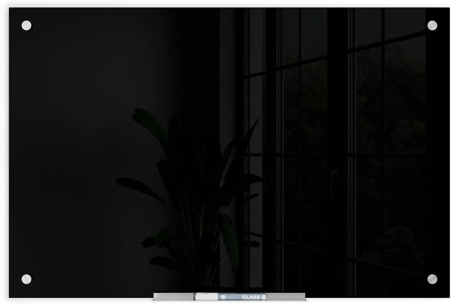 لوح مسح جاف من الزجاج الأسود مقاس 24 × 36 بوصة مع قلم تحديد وممحاة، سبورة بيضاء مكتبية بدون إطار للفصول الدراسية المنزلية