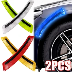 2pcs Car Reflective Decorative Stickers Anti-collision Strip Wheelbrow Protection Sticker Night Driving Safety Warning Stickers