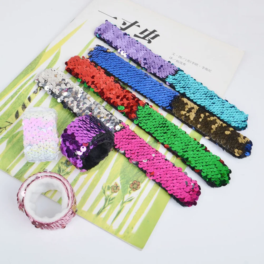 

10 Pcs Bracelet Dazzling Color Paillette Decor Kids Bracelets Party Slap Shining Christmas