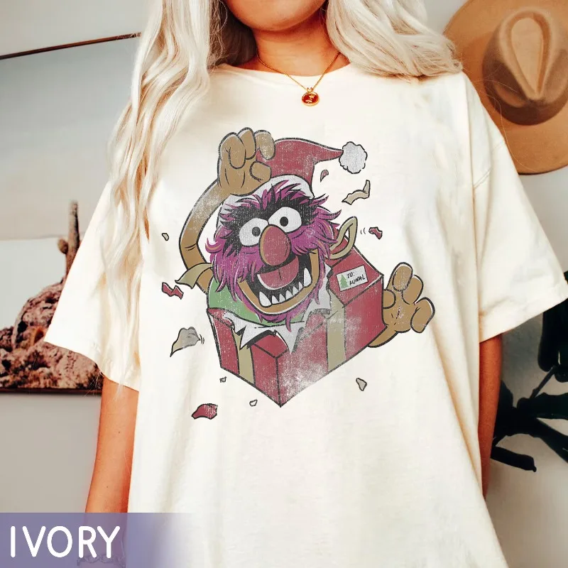 قميص ديزني القطيفة على شكل حيوانات عيد الميلاد، هدية مضحكة على شكل حيوان سيئة، كاجوال من القطن الخالص الموسمي مناسب لكل من الرجال والنساء